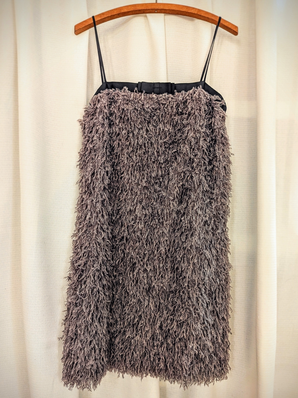 NWT Zara Shaggy Fringe Slip Dress L | Robe Frangée Zara Neuve L